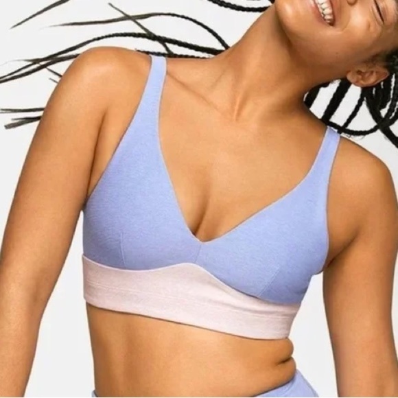 Outdoor Voices Color-Block Seamless Plunge Bra- Size X-Small - Picture 1 of 7